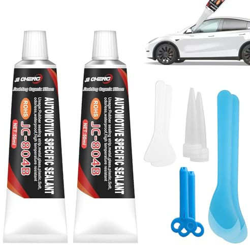 Car Body Adhesive Black, 50 ml x 2 Windscreen Adhesive, Car Body Sealant, Exhaust Sealant, Door Seal Adhesive, Car Sealant, Quick Curing, Waterproof, High Temperature