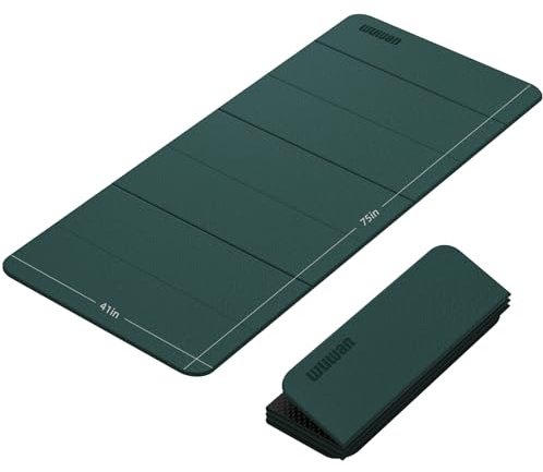 Foldable Yoga Mat Thick 10mm-WUWAN Extra Large Exercise mat, TPE Material, Non-Slip Fitness Folding Mats Easy to Carry For Home Workout Travel Pilates(74.8 x40,2/5) (green)