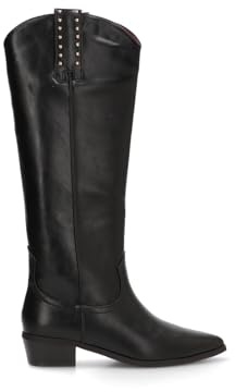 Etika Botas Altas Camperas para Mujer, Bota de Caña Alta (39cm) Estilo Cowboy con Tacón Bajo de 4cm y Cremallera, Modelo 110552 Negro - 38