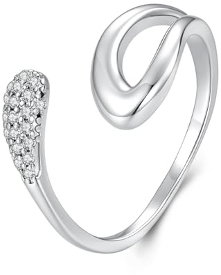 SOUTHPLUS Bague Argent 925 Pour Femme Filles, Empilable,Élégante,Bague de Fiançailles Femme, Bague d'Amitié, Cadeaux de Bijoux pour Fille, Mère, Copine