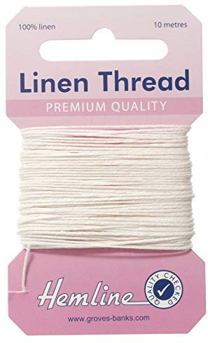 Hemline Fil de lin solide pour couture et réparation de toile, tapisserie, sellerie et tissus lourds - Couleur : blanc - 1 x 10 m