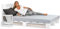 sunnypillow 140x200 cm Palettenbett mit Kopfteil Weiß Massivholzbett Bett aus Paletten Palettenmöbel Fichte europalette Weiss 80 90 100 120 140 160 180 200 220 240 x 200cm