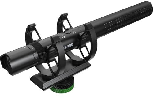 MACKIE EM-98MS micrófono de cañón profesional USB con batería recargable, soporte de zapata fría para suspensión y salida de auriculares