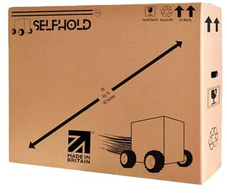 SelfHold TV Boxes for Moving House - Available Size 22 inch to 85 inch - Double Wall Solid Cardboard TV Box for Packing, Storing, Shipping | With Handles and Extra Strength