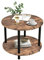 VERFARM Couchtisch Rund, 2 Ablagen, Wohnzimmertisch, Beistelltisch, Kaffeetisch, Sofatisch, für Wohnzimmer, Schlafzimmer, stabiles Metallgestell/MDF Platte, 60 x 60 x 48.5 cm, vintagebraun-schwarz