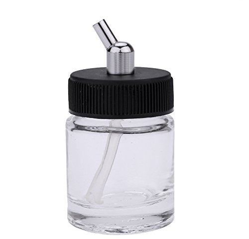 Airbrush Glass Bottles, Set of 10 22cc Siphon Feed Jars with Metal Connector, Clear Glass for Master, Iwata, Badger, Paasche Airbrushes, Transparent, Home & Living