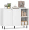 COSTWAY Sideboard Holz, Kommode mit 4 Fächern & 2 Türen, Anrichteschrank Buffetschrank Küchenschrank, verstellbare Ablagen, Schrank modern, 106 x 38 x 80 cm, weiß