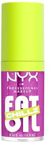 NYX Professional Makeup Fat Oil Chillz, Strawberry Slush – eisig schimmernder Lipgloss mit kühlendem Effekt auf den Lippen, 4.8 ml