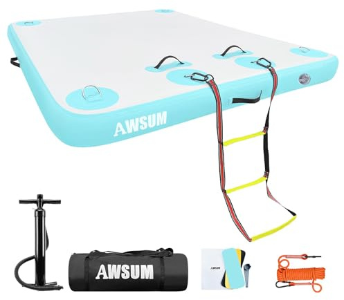 AWSUM 365X180 cm Aufblasbare Badeplattform Air Dock Schwimmende Pattform Schwimmdock Inflatable Dock für See, Pool, Strand, Ozean