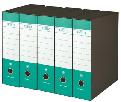 G75 Registratore con Custodia, con Meccanismo a Leva, in Formato Protocollo, 23x33cm, con Dorso da 8 cm, Verde, Conf.da (5 Pezzi)