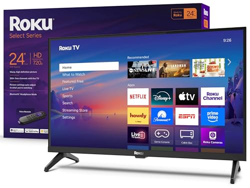 Roku Smart TV 2025 – 24-Inch Select Series, 720p HD TV TV with Voice Remote – Flat Screen LED Television with Wi-Fi for Streaming Live Local News, Sports, Family Entertainment