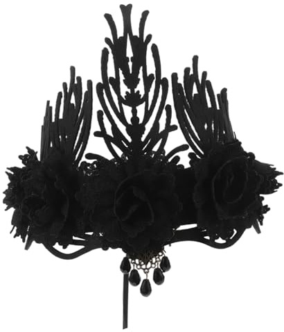 TOPPERFUN Tocado Barroco Vintage De Flores Negras Para Halloween Adorno Floral Gótico Para Mujer Accesorio De Disfraz Para Fiesta De Cabeza