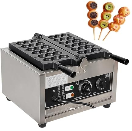 Commercial Electric Bubble Skewer Waffle Ball Maker, 1400W Power with 50-300℃ Temp Control & 0-5min Timer, Stainless Steel for Restaurants, Snack Bars, Bakeries