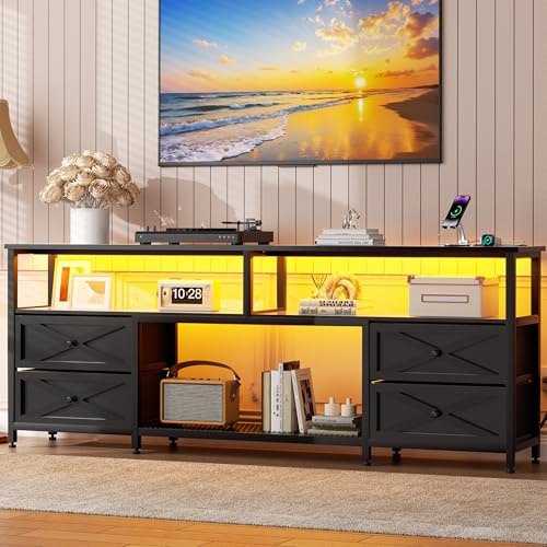 JUSTOGO TV Stand with Drawers for 65 70 75 Inches TV, Entertainment Center