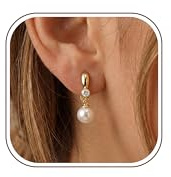 CASSIECA Clip On Earrings for Women Pearl Gold Silver Clip On Earrings | Gold Clip On Earrings Women Pearl Cubic Zirconia Non Piercing Earring Brides Bridesmaids Fake Earring Non Pierced Jewelry