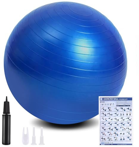 flintronic 85cm Palla Fitness, Anti-Scoppio e Stabilità, con Pompa, Strumento Tappo Pompa, E Manuale per Ginnastica, Yoga, Esercizi di Equilibrio, Allenamento, Fitness