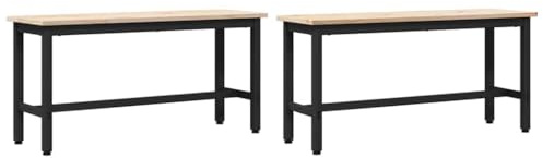 vidaXL Matbänkar 100 x 32,5 x 49 cm 2 st Massivt furuträ Naturfärg