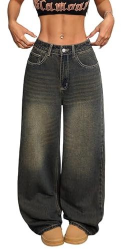 Pantalones Vaqueros Holgados for Mujer, Pantalones de Pierna Ancha, Vintage Y2k los años 90, Largos Sueltos, Hip Hop, Casual,Patinador Gran tamaño
