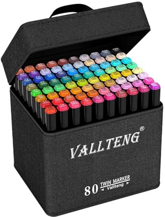 Pengpeng 80 Colori Pennarelli per Disegno,Twin Pennarello Artista Necessario Marcatori Doppia Punta Graphic Marker per Pittura