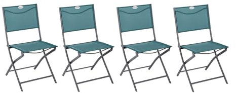 Hespéride - Lot de 4 Chaises de Jardin Pliantes Modula Bleu Canard - Acier Traité Epoxy Texaline - Dim 46 x 52 x 87 cm - Meuble d'Extérieur Pliable