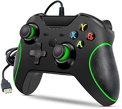 Manette filaire pour Xbox One, manette filaire Xbox One, manette de jeu USB compatible avec Xbox One/S/X/PC, Windows 7/8/10 avec casque audio jack 3,5 mm