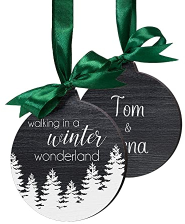 Weihnachtsbaum Anhänger personalisiert - Christbaumkugel Weihnachtskugeln mit Namen - Christbaumschmuck Holz schwarz - Baumschmuck Deko Weihnachten gestalten