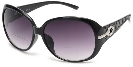 JM Classic Bifocal Reading Sunglasses for Women Vintage Reader Glasses Outdoor Black(200835) +2.5
