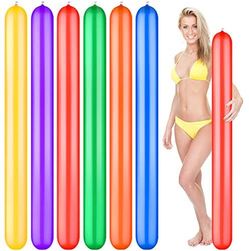 6 Pcs 59 Inch Pool Inflatable Sticks Colorful Inflatable Pool Noodles Stick Giant Blow up Pool Noodles PVC Float Outdoor Water Games Toy for Adult Swimming Pools Beach Lake Party, 6 Color