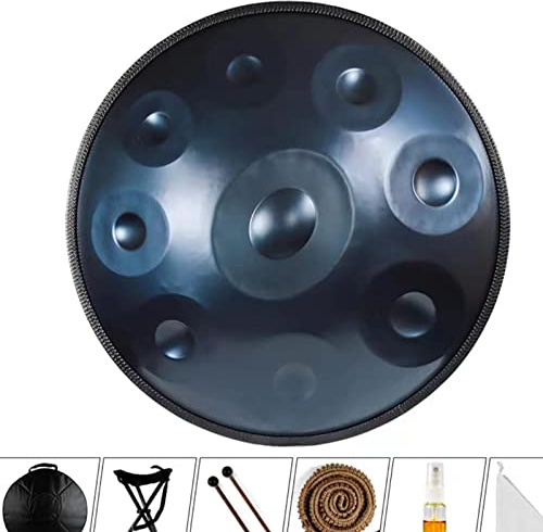 FUSKANG 9-12 Notes 22 Pouces Purple Performer en ré Mineur 432hz Handpan Steel Drum avec Support pour handpan, étui pour handpan