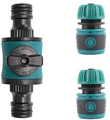 VReder Quick Release in Line Hose Shut Off Valve, Double Male Connector Valve Extender Garden Hose Quick Connector Set for Join Pipe Tube and tap, Hose Reel