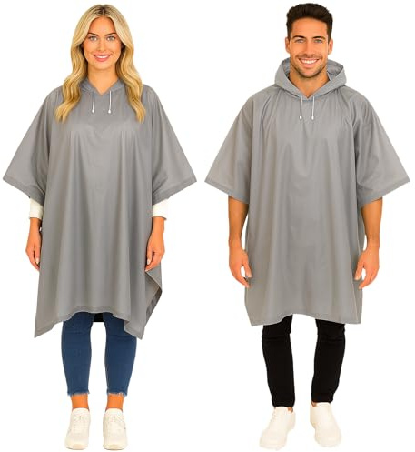 REDSTAR Poncho Pluie Imperméable Femme et Homme avec Capuche - 2 pièces, Enfilage par la tête, Poncho de pluie long pour adultes, Pliable, Pour festival, randonnée, visites, vélo