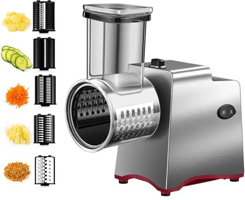 WUDLi Rallador De Queso Eléctrico, Procesador De Alimentos Portátil, Cortadora Trituradora Eléctrica Profesional De 500 W, Máquina De Ensalada Eléctrica para Frutas, Verduras, Quesos,