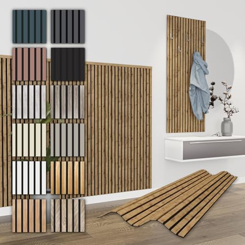 HEXIM Panneaux Acoustiques 138,5x60cm - Paroi à Lamelles Flexible Bois MDF Panneaux Muraux Revêtement à Lamelles Revêtement Mural (1 panneau / 0,83 m² Pecan - APH08)