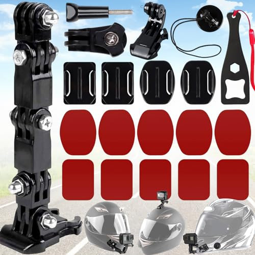 Mikqky 20 Piezas Accesorios para Casco Gopro, Soporte Curvado y Plano para Action Cámara, Pegatina para Casco, Compatibles con Gopro