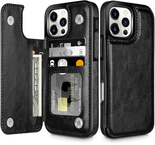 Coolden for iPhone 16 Pro Max Case Wallet Case with Card Holder Slot Shockproof Case Flip Folio Soft PU Leather Magnetic Closure Protective Case Cover for iPhone 16 Pro Max Phone Case (Black)