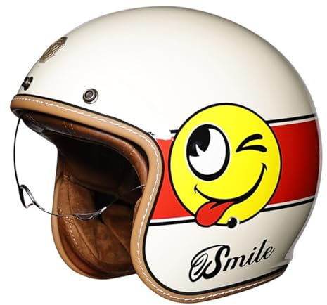Retro Style Jethelm Motorradhelm Helm Scooter-Helm mit ECE Zertifiziert Mofa-Helm Retro Motorrad Half Helm Mit Visier Moped Scooter Cruiser Jet Helm 3/4 Helm für Damen Herren 10,M=57~58cm