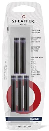 Sheaffer Skrip Fountain Pen Classic Ink Cartridges - Blue/Black Color (Pack of 5 per Card)