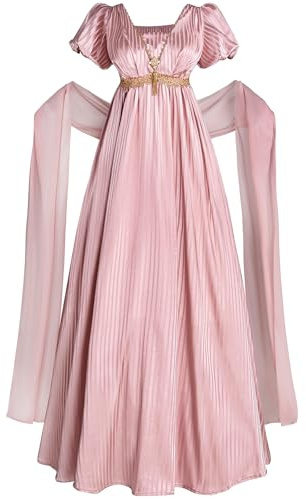 FCCAM Regency Dresses for Women Empire Waist Ball Gown Tea Party XXL Pink