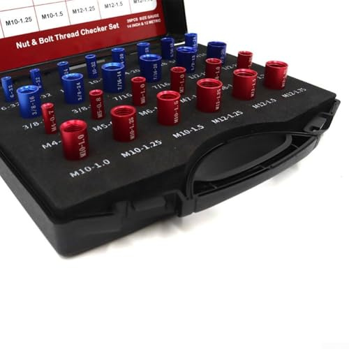 Kit completo de calibre de rosca de acero al carbono para medición precisa de tamaños de tuercas y pernos (36 piezas)