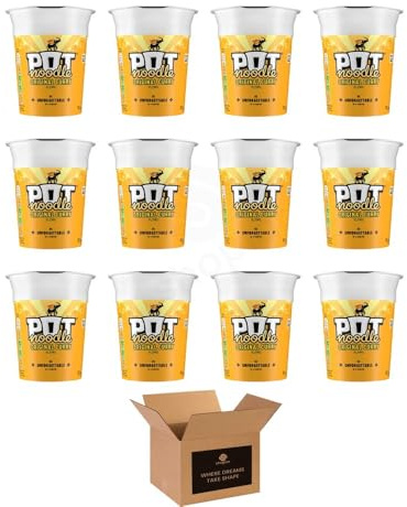 Instant Pot Noodles | Beef & Tomato, Chicken & Mushroom, Original Curry & Bombay Bad Boy | Quick & Easy Ready Meal Snack Pots | Cup Noodles Variety - 90g (Case of 12, Original Curry 90g)