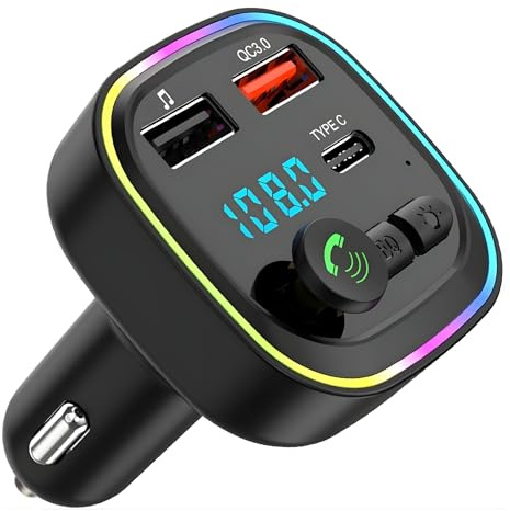 Car Bluetooth Transmitter, 5.3 FM Bluetooth Car Adapter, PD 20W & QC 3.0 Fast Charging, FM Bluetooth Transmitter Dual Usb+1 Type-C,Hands Free Calling FM Transmitter Bluetooth Supports USB/TF. etc