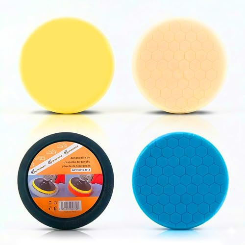 SUPERHAX® Kit de Pads para Pulidora, 4 Piezas, 150mm M14, Almohadillas de Corte, Pulido y Acabado para Coche