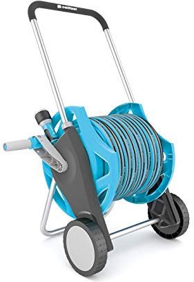 Cellfast Satz DISCOVER Schlauchwagen, Gartenschlauch 30m, 1/2, Anschlussgarnitur und einfache Multifunktionsbrause mit zwei Schnellverbindungsstücke, 55-630, Blau