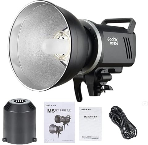 Godox MS300 Lámpara Flash de Estudio Compacto, Bowen Mount, 300W, Anti-preflash, Lámpara de Modelado, Función Flash Antiniebla