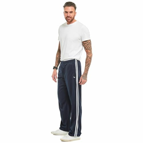 Mens Striped Track Suit Bottom Casual Elasticated Waist Tracksuit Bottoms Silky Joggers Jogging Jog Trousers Leisure Gym Sports Yoga Open Hem Pull On Pants Plus Big King Sizes(Stripe Blue, S)