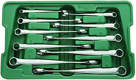 SATA ST08006SJ XL X-Beam Ringmaulschlüssel, Gabelringschlüssel, Gabelschlüssel, Schraubenschlüssel Set metrisch 8-19 mm 10 Tlg.