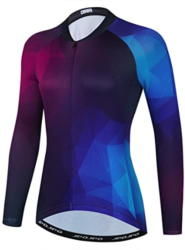 Hotlion Fahrradtrikot Langarm Damen Team Fahrrad-Shirts Herbst Fahrradbekleidung Tops CU1, XL