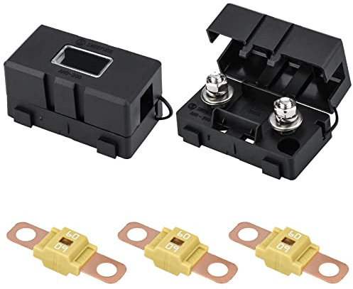Midi Sicherung, 60A Midi Schraubsicherungen 3 Stück ANS Sicherungshalter 2 Stück 12V-58V Midi Hochstromsicherung für Pkw, Lkw, Baufahrzeugen, Bussen, Wohnwagen