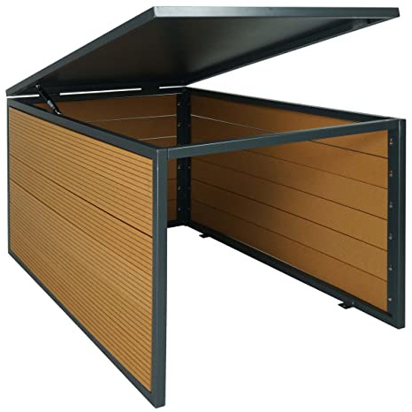 Mendler XL Mähroboter-Garage mit Deckel HWC-L45, Dach Unterstand für Rasenmäher, WPC Metall 43x70x90cm - Eiche-Optik