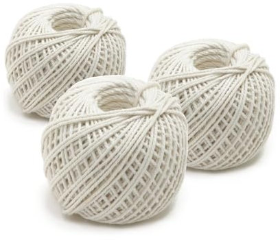 Pack of 3 Cotton Twine String Balls White Art and Craft Multi Purpose Gardening Twin Garden String Ball Size 50m